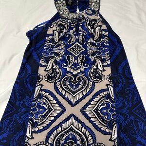 Blue and Black Patterned Halter